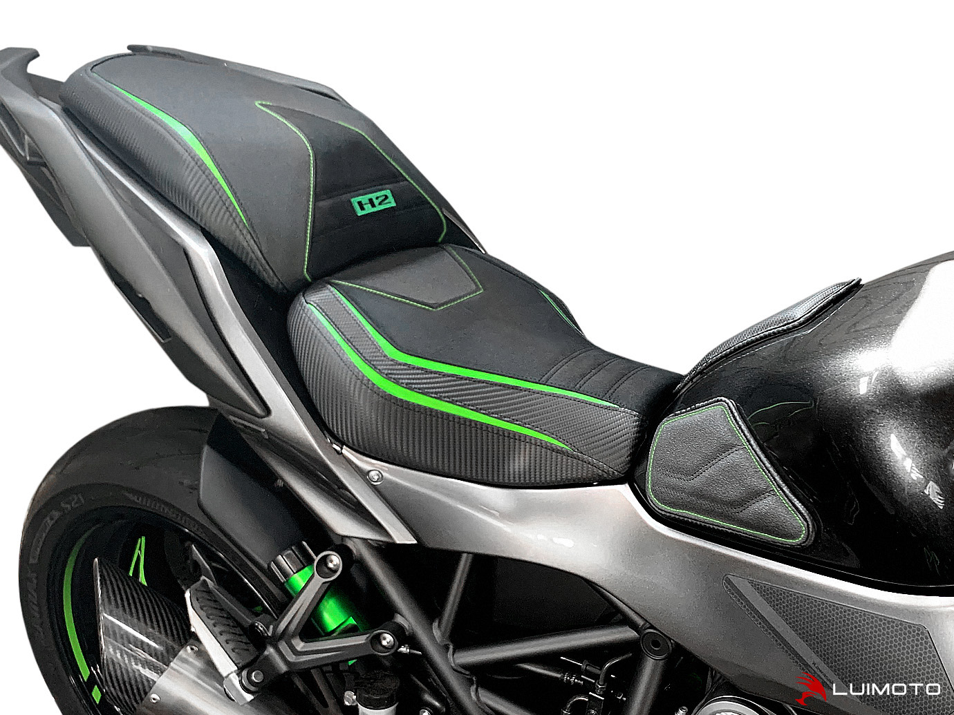 Satulanpäällinen Kawasaki H2 SX 2018-2020 Etu Ergo Fit Satulalle Sport Edition - Luimoto