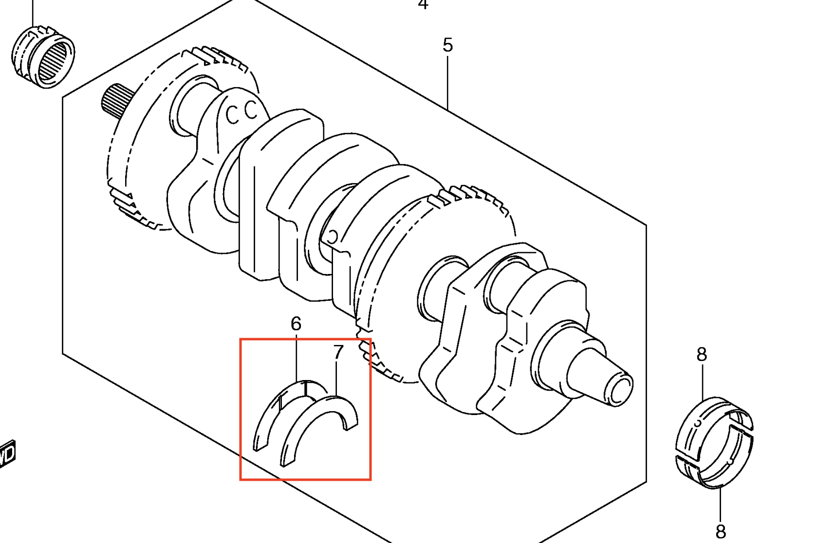 Kampiakselin Päittäislaakeri  Suzuki Hayabusa 1999->, B-King 2008-2011 - OEM