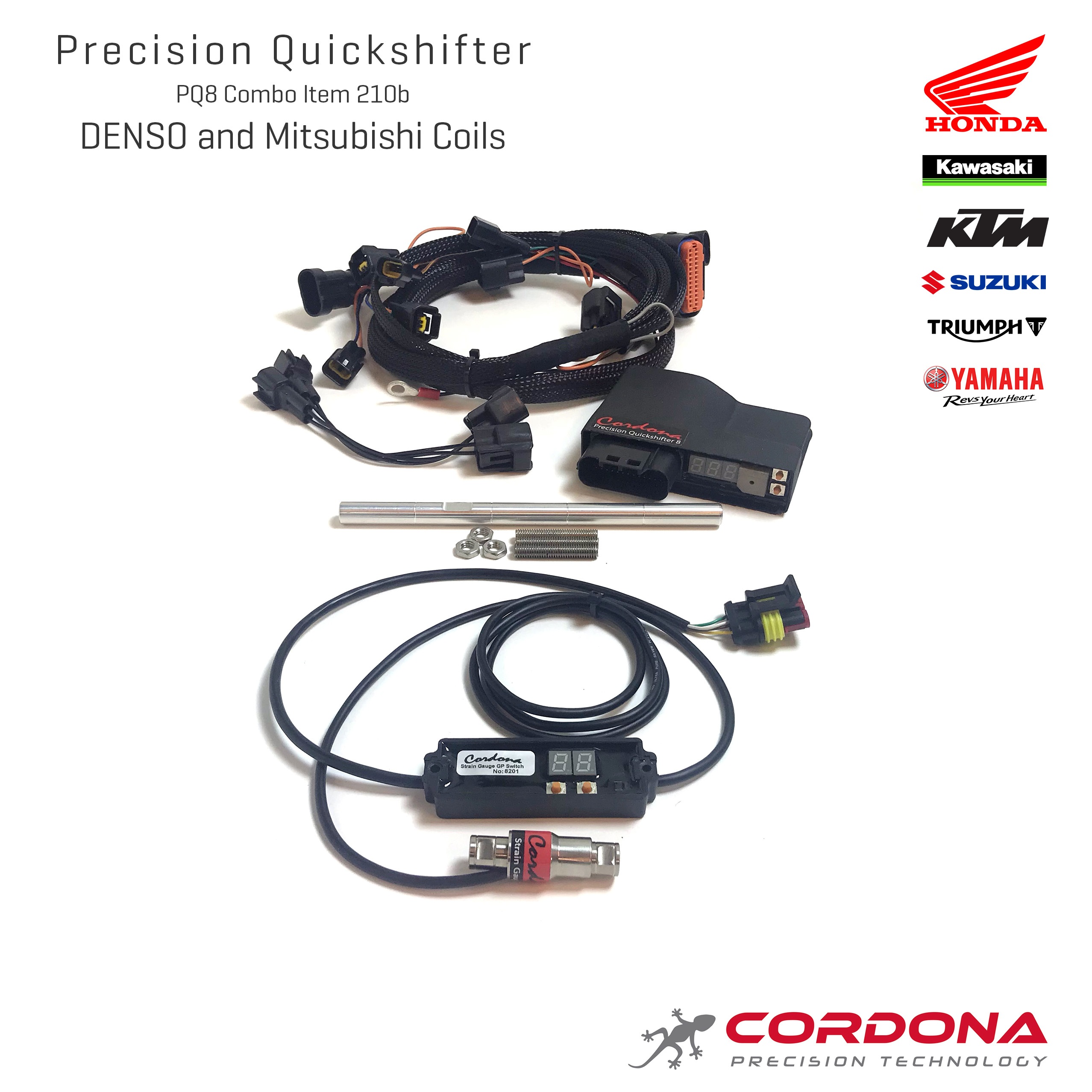Precision Quickshifter 8 Combo Strain Gauge Quickshifter Kytkimellä, Pyöriin joissa ei ole vaihdetankoa - Cordona