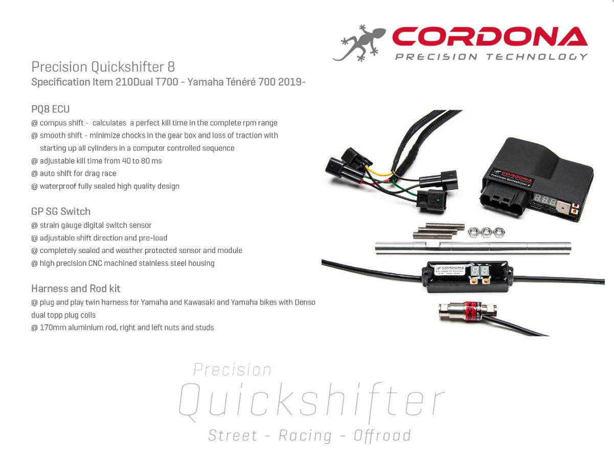 Precision Quickshifter 8 Combo Strain Gauge Quickshifter Kytkimellä Yamaha Tenere 700 - Cordona