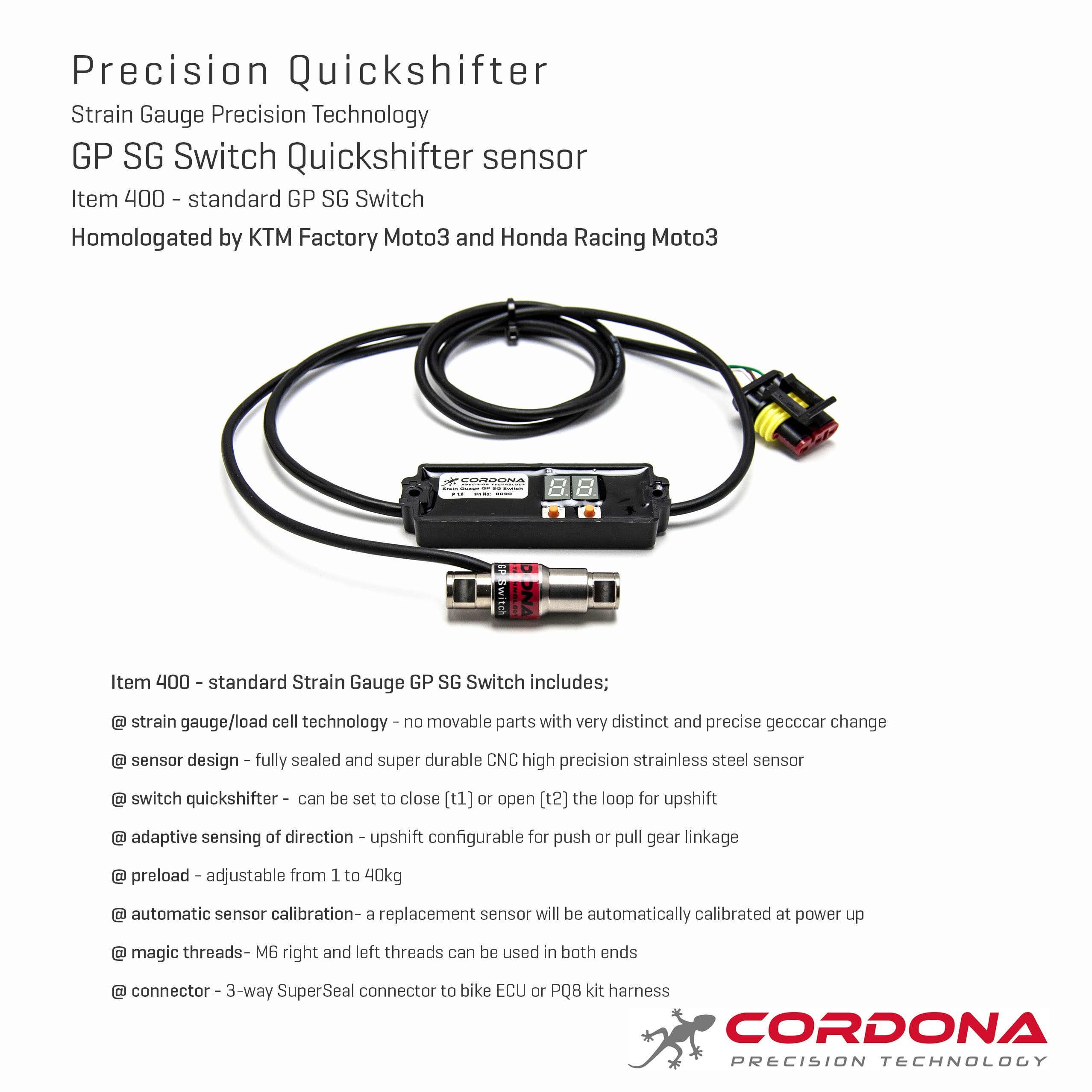 GP Quickshifter Strain Gauge HRC 600/1000, Moto 2 / Moto 3, Dyna 2000/4000 - Cordona