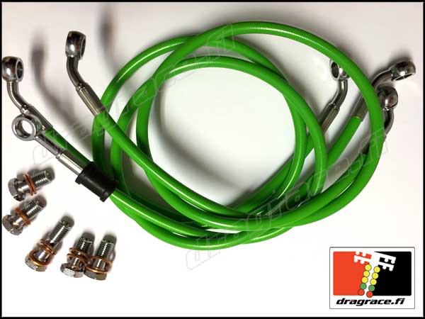 Etu- ja takajarruletkusarja Kawasaki ZZR 1400 / ZX-14R 2006-2011 Vihreä/Kromi/Std. - Goodridge