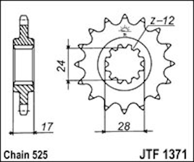 Eturatas Honda CBR 600 F 1997-1998, CBF 600 2004-2007, CB 600 F Hornet 1998-2006 (525-jako) - JT Sprockets