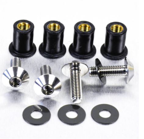 Katteenlasinpulttisarja (4 kpl), 5 x 16 mm, Kanta Ø 12 mm Ruostumatonta Terästä - Pro-Bolt