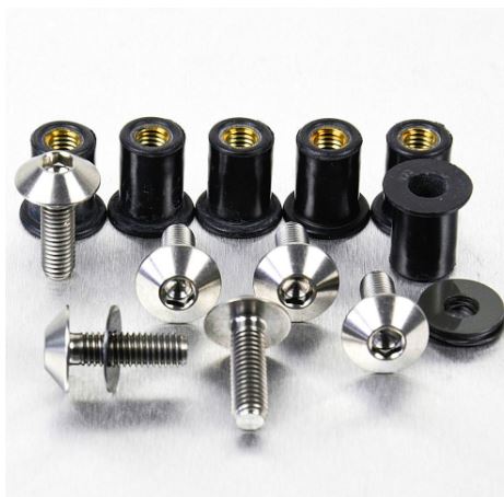 Katteenlasinpulttisarja (6 kpl), 5 x 16 mm, Kanta Ø 12 mm Ruostumatonta Terästä - Pro-Bolt