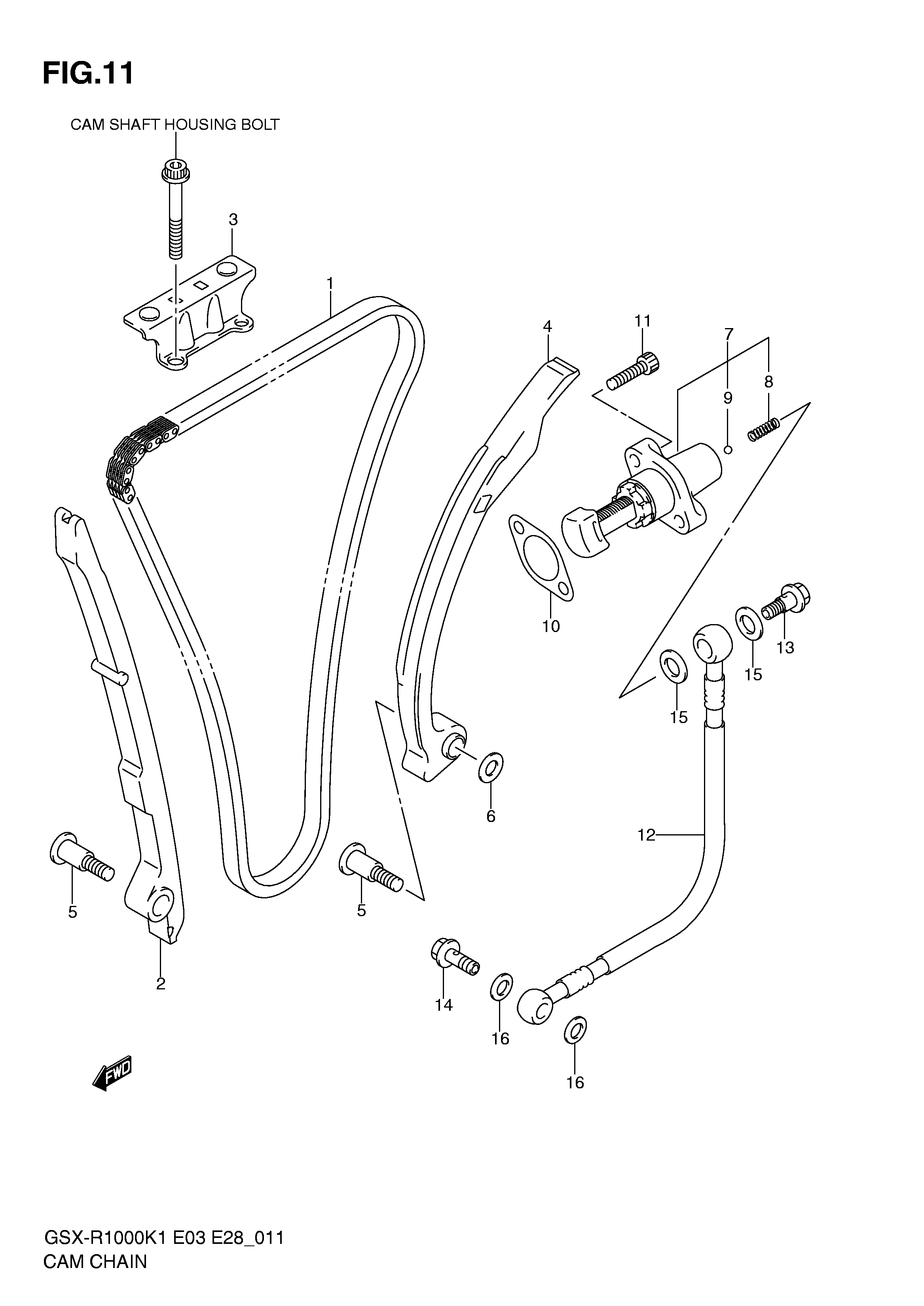 Nokkaketjunlaahain Etu Suzuki GSX-R 1000 2001-2002, 2005-2006 - OEM