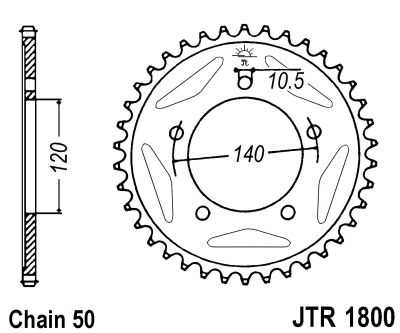 Takaratas Suzuki Hayabusa 2008->, GSX-R 1000 2001-2008, SV 1000 2003-2007, B-King (530-jako) Teräs - JT Sprockets
