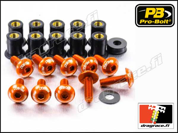 Katteenlasinpulttisarja (9 kpl), 5 x 16 mm, Kanta Ø 12 mm Alumiinia - Pro-Bolt