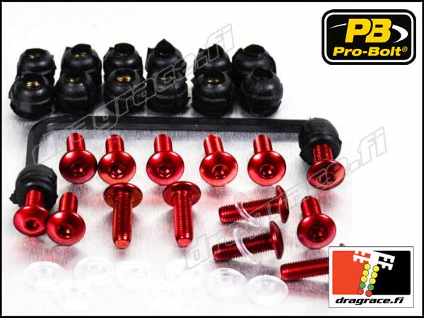 Katteenlasinpulttisarja (14 kpl), Ducati 748, 916, 996, 998 Alumiinia - Pro-Bolt