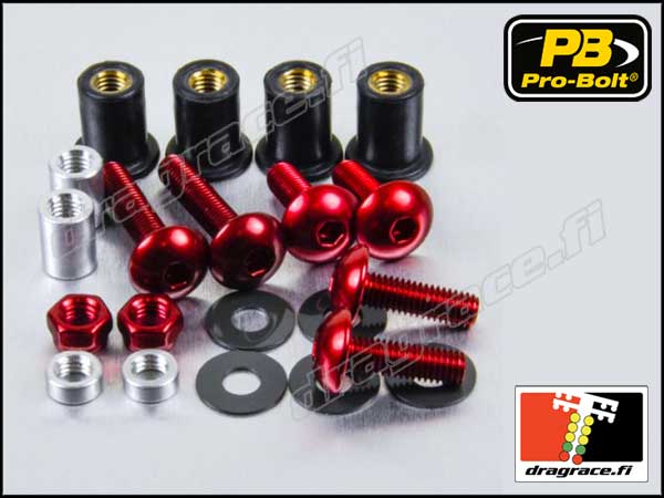 Katteenlasinpulttisarja (6 kpl), Honda CBR 600 F 1999-2000 Alumiinia - Pro-Bolt