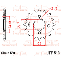 Eturatas Suzuki Hayabusa 99-07, GSX-R 1000 01-08, GSX-R 750/1100, GSF/SV/TL/RF, Kawasaki ZX-9R 94-01 (530-jako) - JT Sprockets