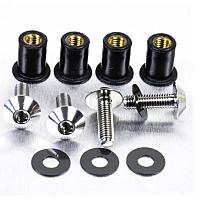 Katteenlasinpulttisarja (4 kpl), 5 x 16 mm, Kanta Ø 12 mm Ruostumatonta Terästä - Pro-Bolt