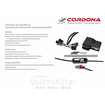 Precision Quickshifter 8 Combo Strain Gauge Quickshifter Kytkimellä Yamaha Tenere 700 - Cordona
