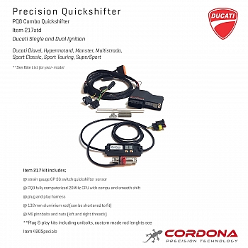 Precision Quickshifter 8 Combo Strain Gauge Quickshifter Kytkimellä Ducati Monster, Hypermotard, Diavel, Multistrada - Cordona