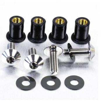 Katteenlasinpulttisarja (4 kpl), 5 x 16 mm, Kanta Ø 12 mm Ruostumatonta Terästä - Pro-Bolt