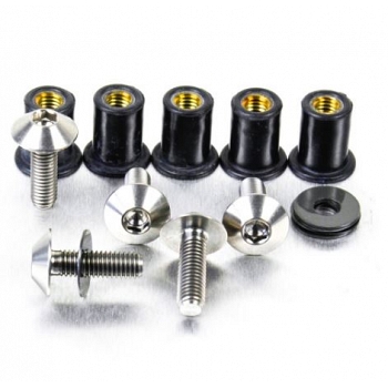 Katteenlasinpulttisarja (5 kpl), 5 x 16 mm, Kanta Ø 12 mm Ruostumatonta Terästä - Pro-Bolt