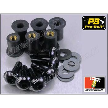 Katteenlasinpulttisarja (7 kpl), 5 x 16 mm, Kanta Ø 12 mm Alumiinia - Pro-Bolt