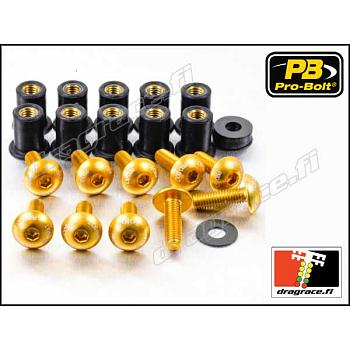 Katteenlasinpulttisarja (10 kpl), 5 x 16 mm, Kanta Ø 12 mm Alumiinia - Pro-Bolt